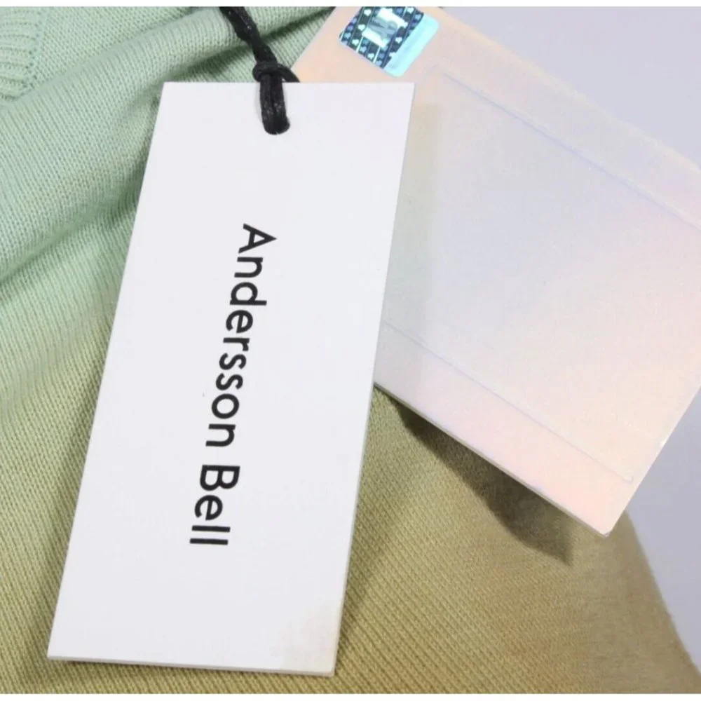 New ANDERSSON BELL Erin Piece Dyed Green Short Sleeve Sweater Womens XS NWT /034 - Picture 5 of 5